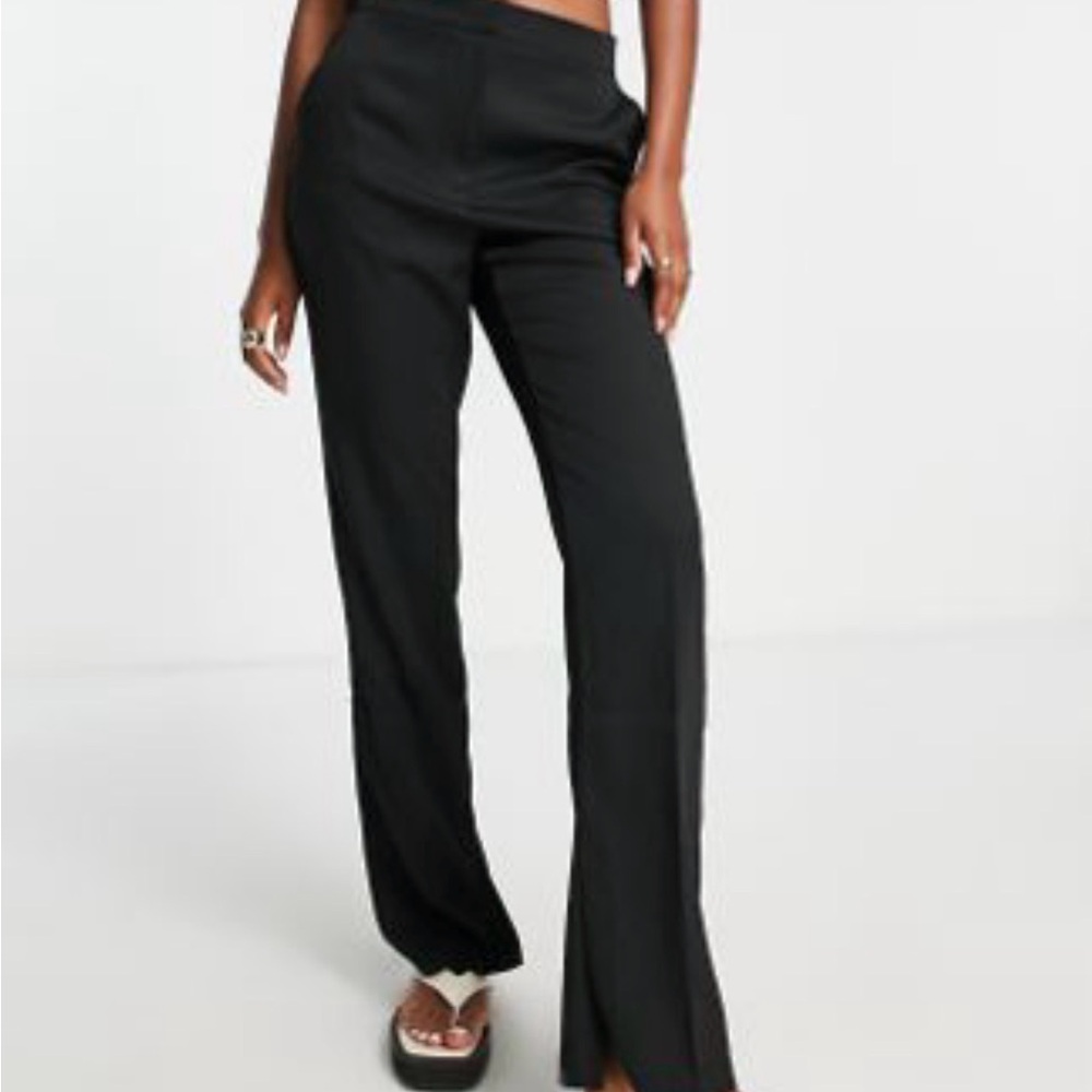 Women's Black Tailored Straight-Leg Trousers
